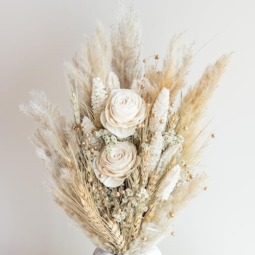 Image of Ivory Dream Bunch Natural Dried Flower Bouquet | Eco-Friendly Dry Flowers for Vase Home Decoration, Office, Bedroom, Table Decor and Craft Items Corner (Without Vase Pot)