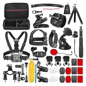 Neewer Action Camera Accessory Kit Compatible with GoPro Hero 12 11 10 9 DJI OSMO 4 3 2 Insta360 X3 X2 GO 3 SJCAM DBPOWER AKASO VicTsing APEMAN WiMiUS QUMOX Lightdow Campark Sony Sports DV