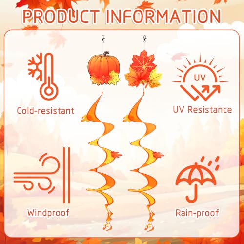Image of NOVWANG 2 Piece Fall Wind Spinners, Autumn Thanksgiving Hanging Flag Windsock Fall Orange Outdoor Decorations for Home Garden Yard Patio Decor