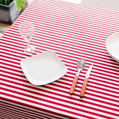 Nappes à rayures lavable coton rouge blanc nappe anti-tache - 4