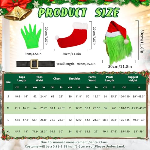 Disfraz Completo de Monstruo Verde Navideño para Niños miniatura 6