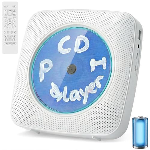 Image of Gueray CD Player Portable Bluetooth: Mini CD Player with 1800mAh Battery Desktop & Wall Mountable for Home /Kitchen Personal CD Player with Speakers FM Radio for Kids & Kpop Fans