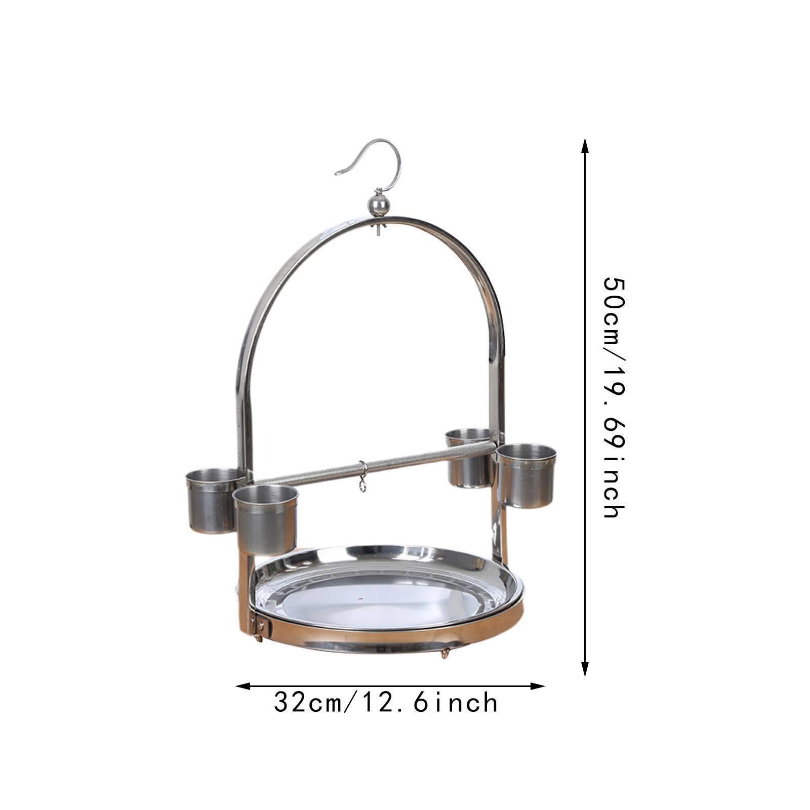 El Soporte de Juego de Percha para pájaros de Acero Inoxidable CREA un lúdico y Proporciona un Amplio Espacio para Las Aves Mascotas. Fácil, Plata, 36x60 centímetros