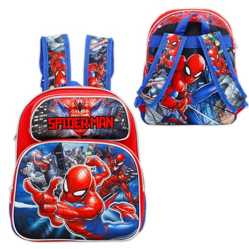 Marvel Spiderman Mini Backpack for Kids - Bundle with 12 School Bag Plus Stickers, Water Bottle, More | Spiderman Backpack Small for Boys3