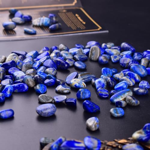 Image of Polished Lapis Lazuli Crystal Bulk - 0.5 inch Colorful Tumbled Stone Chips Rocks, 10 oz Crushed Sea Glass Vase Filler Small Stones for Healing, Reiki, Crafting, Home Decor