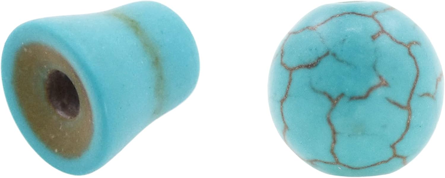 Mandala Crafts Turquoise Howlite 3 Hole Guru Beads for Malas Making - 10 Sets Loose 10mm Mala Guru Beads 3 Holes for Tibetan Rosary Buddist Wrist Mala Bracelets