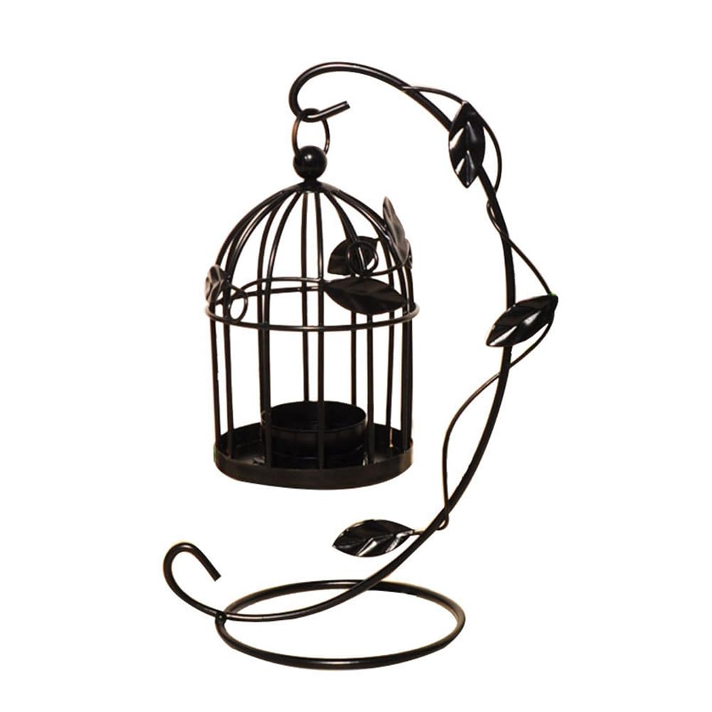 CTRLZS Metal Candle Holder Hollow Out Bird Cage Vintage Hanging Candlestick Lantern for Home Wedding Centerpiece Decoration B Easy to Use