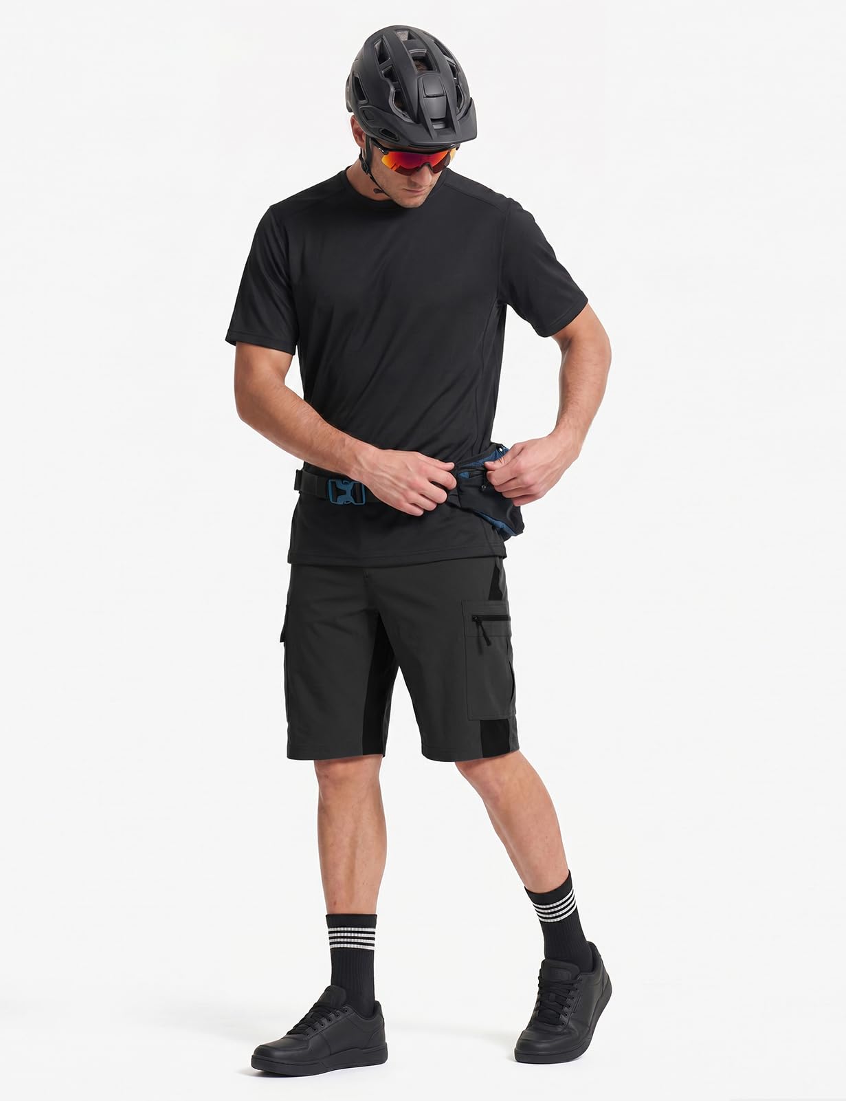 Cycorld MTB Hose Herren Gepolstert: Lockere Fahrradhose mit Abnehmbar Radunterhose 4D Sitzpolster Atmungsaktiv Radhose Shorts
