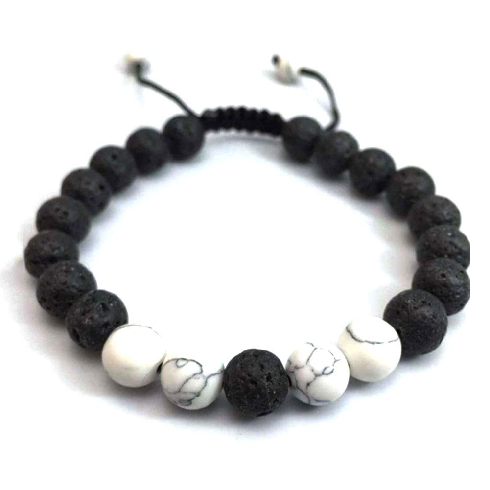 XINGYU Pulsera para Parejas His & Hers, Brazalete de difusor de Lava Ajustable, curación, Piedra Genuina, Color Natural, aceites Esenciales, aromaterapia