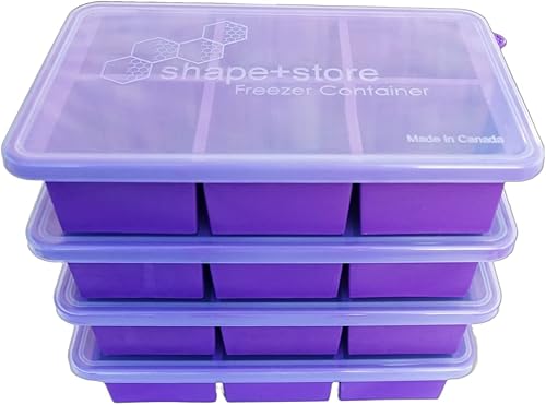 Soup Master - Contenedor 6 en 1 para almacenamiento y congelador con tapa, paquete de 4, hace 24 cubos perfectos de 1 taza. Almacena 1 galón de Soup Master - Contenedor 6 en 1 para almacenamiento y congelador con tapa, paquete de 4, hace 24 cubos perfectos de 1 taza. Almacena 1 galón de