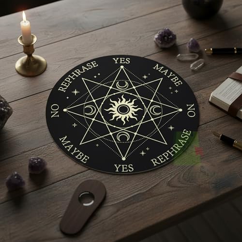 Image of Vastu Sun & Moon Dowsing Board | 6 Inch | with Brass Pendulum (Pendulum Assorted) Acrylic Divination Board