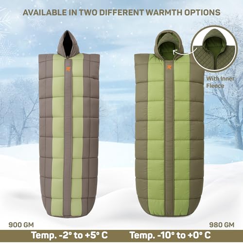 Image of ROCKSPORT Ladakh -2C to 5C Mummy Sleeping Bag, Hollow Fiber Filling, Lightweight Winter Camping Bag with Air Pillow, Pista Green