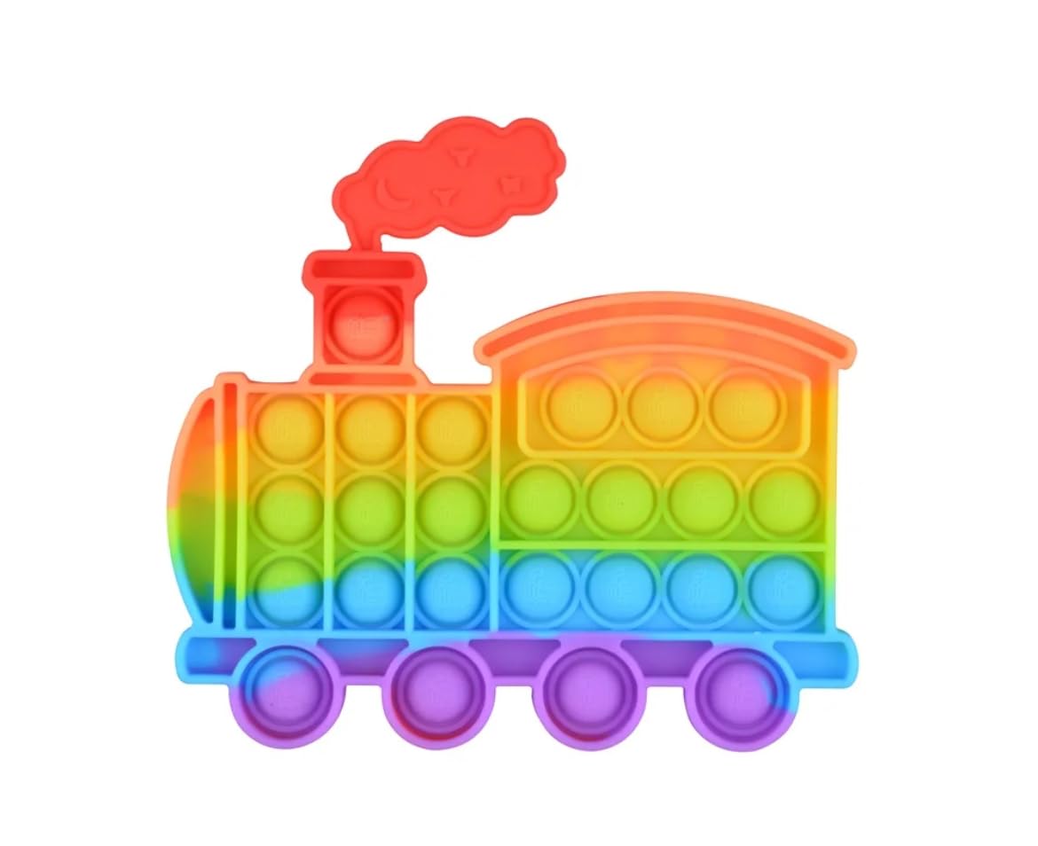 Ranzah Pop Fidget Toy Train Push Pop Bubble Sensory Kids And Adults Travel Poppet Toy Squishy Toy For Gifts & Parties ADHD Stress & Anxiety Relief Toy Squeeze Toddler Toy (Train)