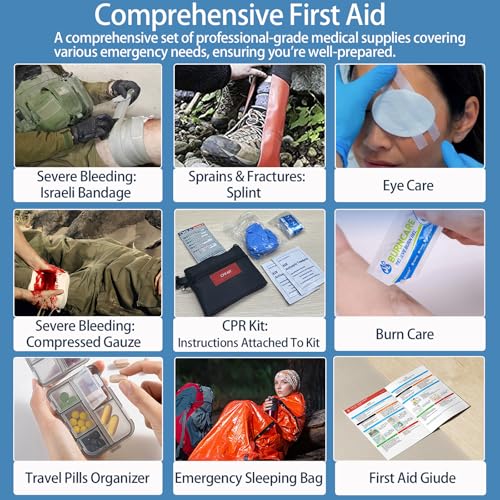 Image of Besst Survivor Comprehensive First Aid Kits- Advanced Trauma Kits with Labeled Compartments, Large Emergencies Medical Kits for Car, Home, Camping and Outdoor Emergencies -324Piece Set