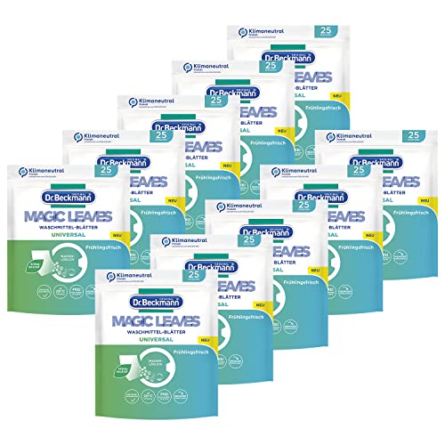 Dr. Beckmann Magic Leaves - Hojas de lavado universales | predosificadas y solubles en agua | ahorro de espacio y fácil de usar | 10 x 25 hojas