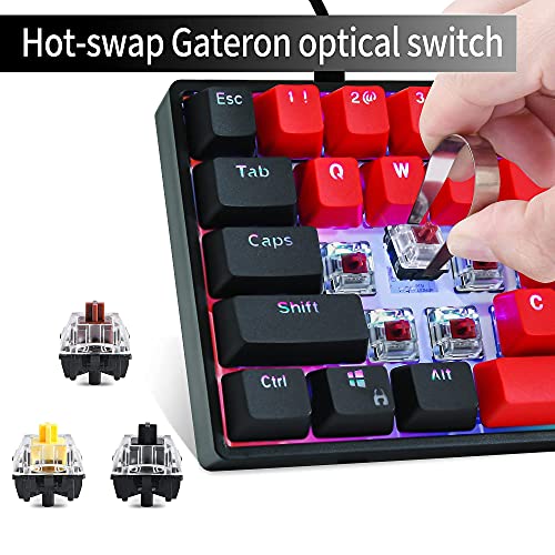 Image of Guffercty kred Sk61 60% Mechanical Keyboard Linear Red Switch Hot Swappable 60 Percent RGB Wired Gaming Keyboard with Backlit PBT Keycaps Type-C for Win /PC /Mac (Gateron Optical Red, Milan)