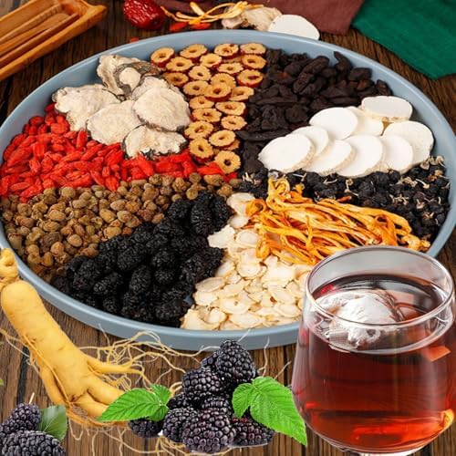 Panax & Mulberry Herbal Tea,Ginseng Treasures Tea, Kidney Formula Treasure Teas, Panax Wolfberry Mulberry Herbal Goji Berry Red Date Teas Formula Traditional Chinese Blend (30bags)
