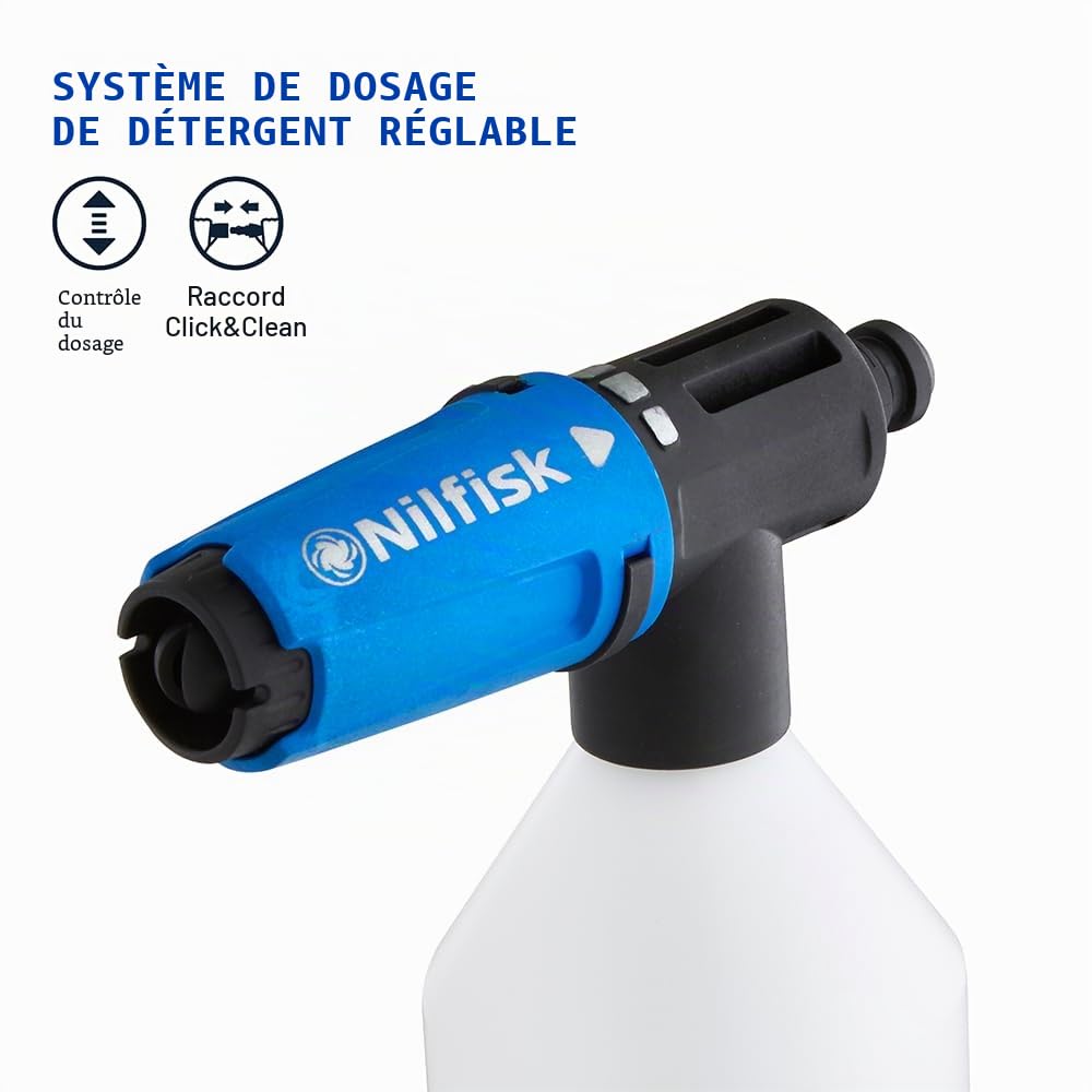 Nilfisk Nettoyage de Voiture avec Accessoires pour Nettoyeur Haute Pression - Pulvérisateur Super Mousse + Brosse + Buse Voiture + Buse sous Châssis
