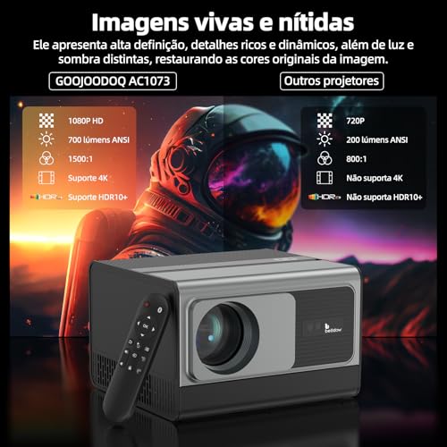 Image of Bettdow Projector 4k 8k 24000 Lumens Hd 1080P Compatible Full Of Android 12, Smart Projectors 700 ANSI WiFi6 BT4.2, Auto Correction, Electronic Focus Projector