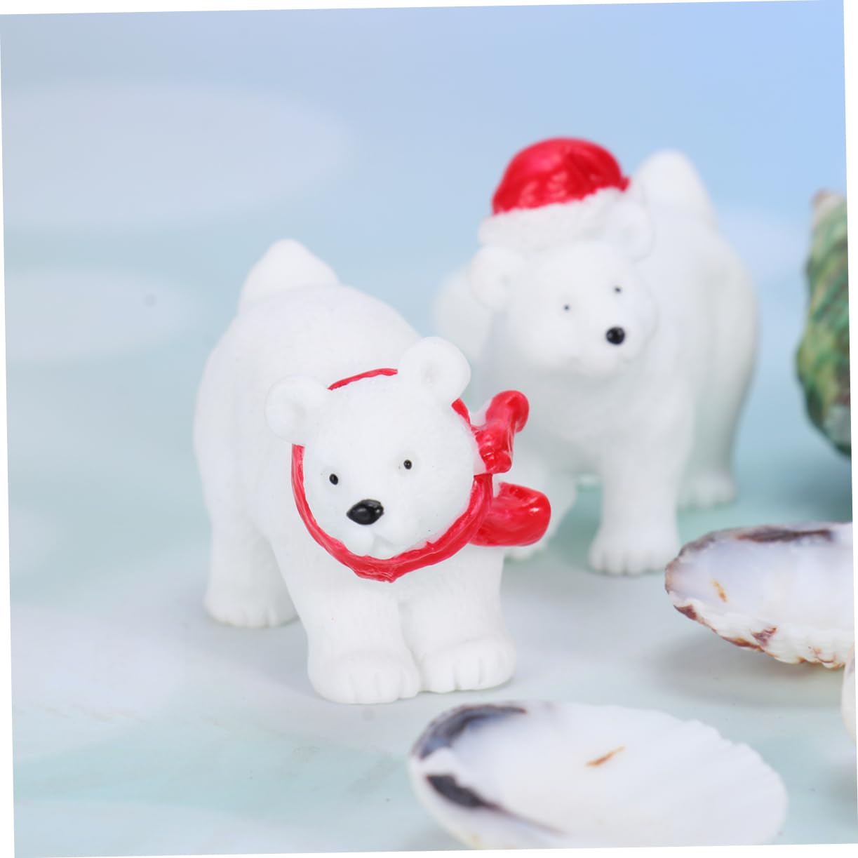 TOPBATHY Set di 6 Miniature di Orso Artico Natalizio in Resina Sintetica, Decorazioni Natalizie Uniche per Ufficio e Mobile, Ornamenti Creativi per Natale da Tavolo Stili multipli