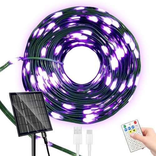 SOLARBABY Halloween Decoration Outdoor, Solar Halloween Lights Outdoor String Lights, 164FT 500 LED 19 Modes Solar Sting Lights for Outside Xmas Tree Garden Patio Wedding Christmas Decorations, Purple