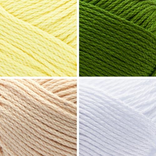 Image of Lion Brand Yarn, 24 /7 Cotton Mercerized Lightweight Yarn for Knitting, Crochet, and Crafts, Lemon-Lime, 6 Pack, Multicolor Pack of Natural Fiber for Breathable Tops, Durable Bags, and Dish Cloths