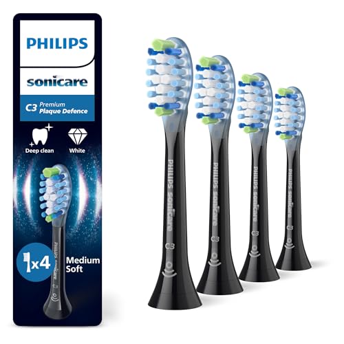 Philips Sonicare C3 Premium Plaque Defense, Original Ersatzbürstenköpfe, Schwarz, 4er-Pack, HX9044/88 1