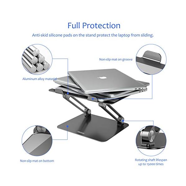 Nillkin Laptop Stand, Adjustable Laptop Riser Computer Stand for Desk, Heat-Vent, Multi-Angle Aluminum Desktop Holder Compatible with MacBook Air/Pro, Dell, HP, Lenovo and Other 11-17 Inches Laptops - Image 4