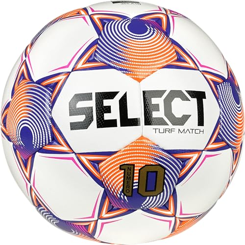 Select Numero 10 Turf Match Soccer Ball, White/Orange/Purple V25, Size 5