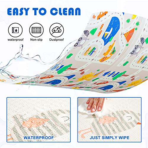 71" X 79" Extra Large Foldable Baby Play Mat，Romrol Upgraded Tear Foam Proof Crawling Mat With Travel Bag Suitable For Indoor And Outdoor Use，Waterproof Playmat Suitable For Babies,Toddlers, Infants #TOP4