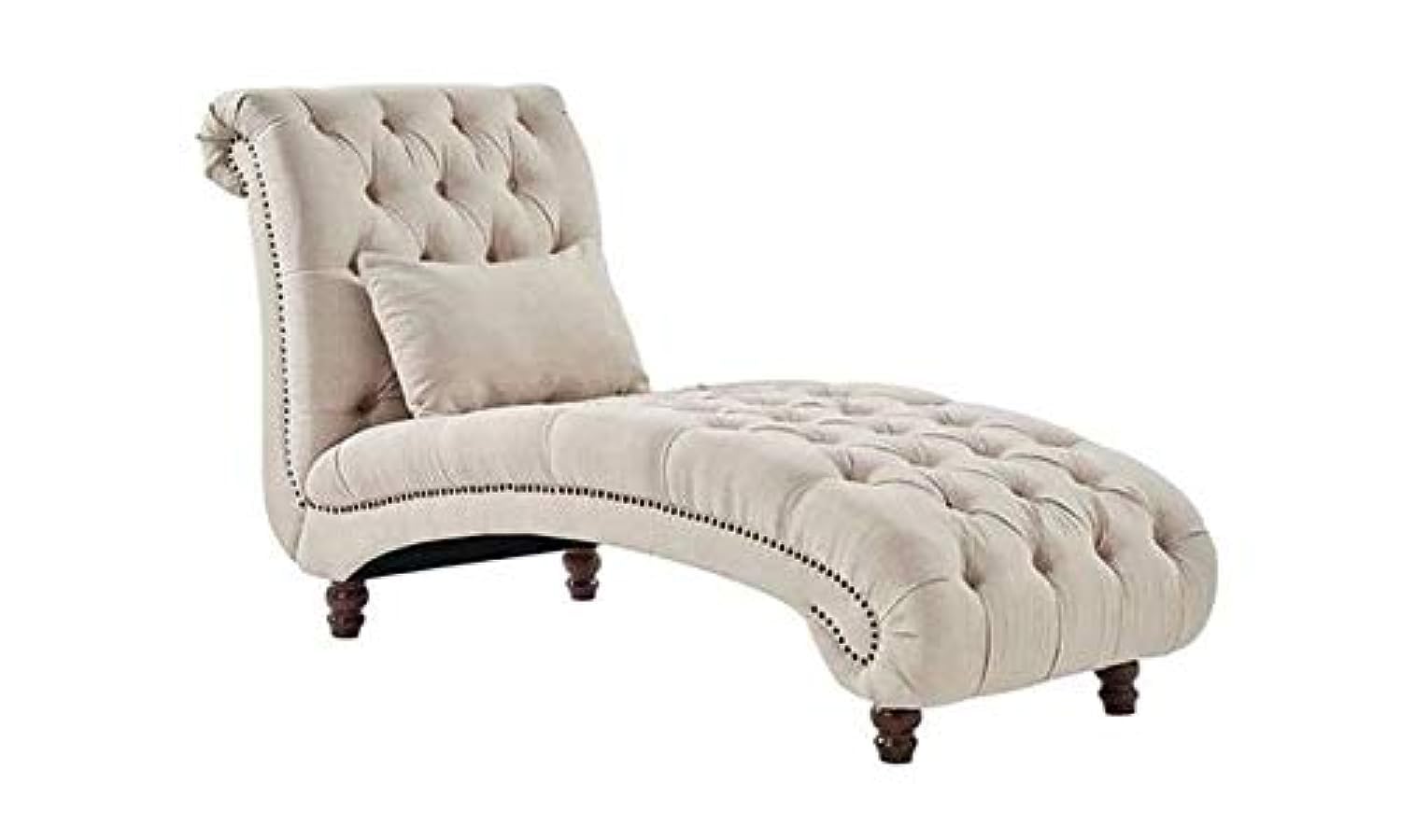 A TO Z FURNITURETufted Chaise Lounge Sofa in Beige Color