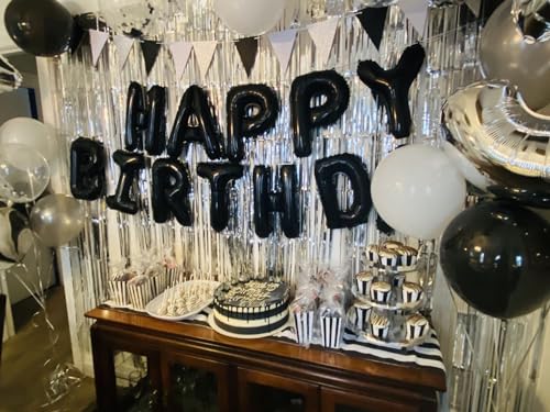 16 Inch 52 Pcs Black Letter Balloons Shiny A-Z Foil Balloon Letters by Wellinology - Used condition - Image 5