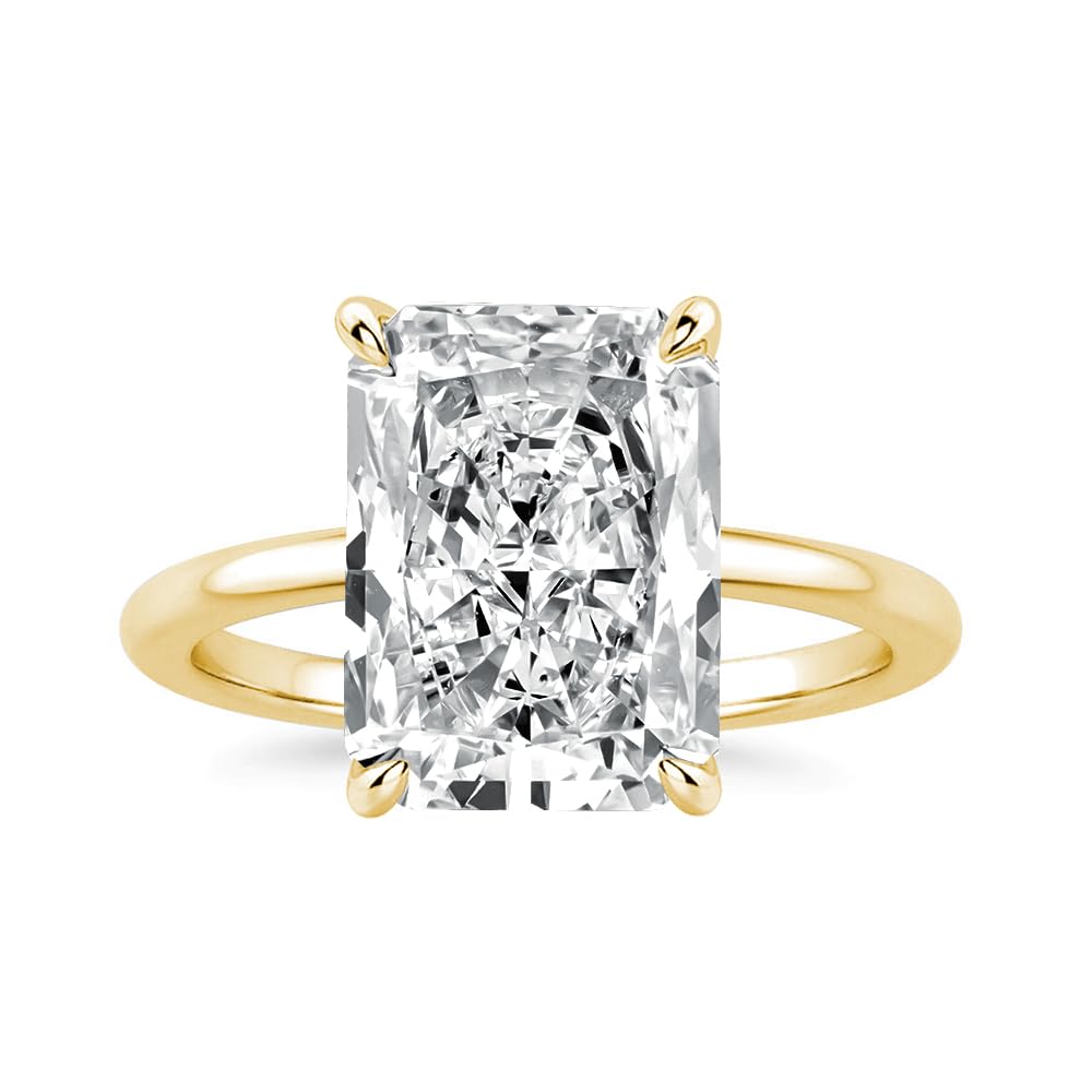 PAFIDDY 4.5CT Elongated Radiant Cut Solitaire Engagement Ring for Women, S925 Silver 5A Cubic Zirconia Promise Ring