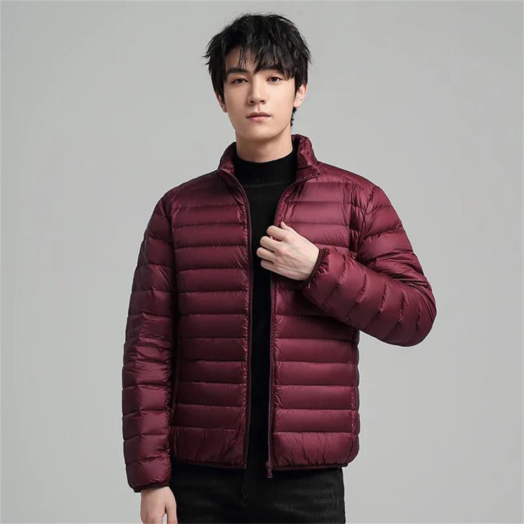 Men Winter White Duck Down Light Thin Stand Collar Outerwear Jacket Coat