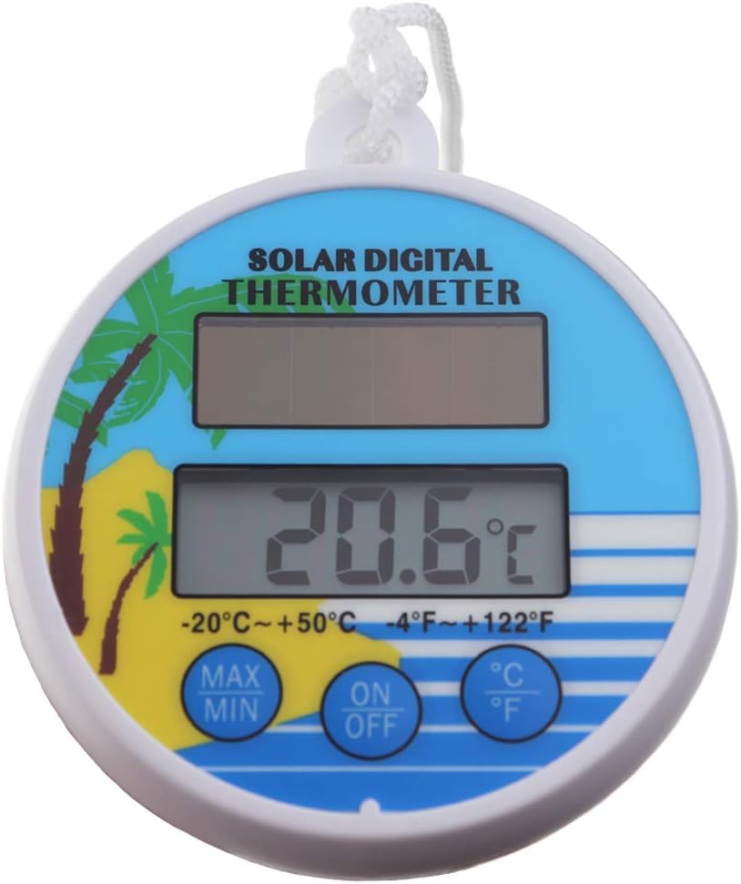 Solar Power Swimming Pool Thermometer Floating Max Min Water Temperature Thermometer for Hot Tub Jacuzzi Spa