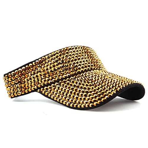 Image of Gudessly Shiny Rhinestones Sport Sun Visor Adjustable Summer Cap Visor Caps for Women Men