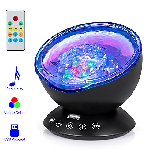 Ocean Wave Projector,12LED Night Light Lamp with Adjustable Lightness Remote Control Timer,7 Color C - //coolthings.us