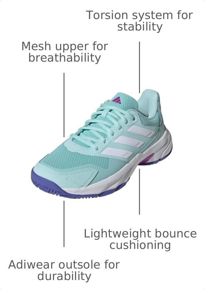 Image of adidas Womens Courtjam Control 3 Tennis Sneakers Shoes - White