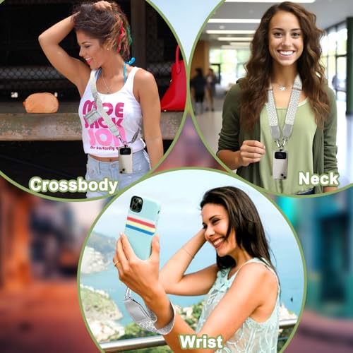 Image of XANGNIER Clip and Go Strap for Phone with Wallet Crossbody, Phone Strap with Zippered Wallet, Adjustable Anti Theft Cellphone Lanyard for Women, Cellphone Chain Accessories,Multicolor 17