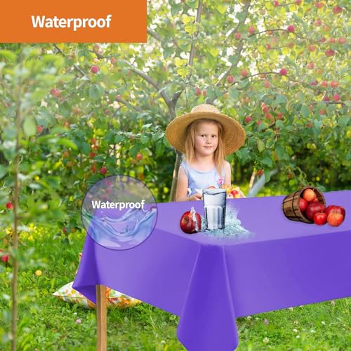 Image of Party Dimensions Purple Disposable Plastic Tablecloth for Rectangle Tables (48 Pack) Premium Decorative Table Cloths for Parties, Events & Weddings, Indoors & Outdoors, 54 x 108 inche