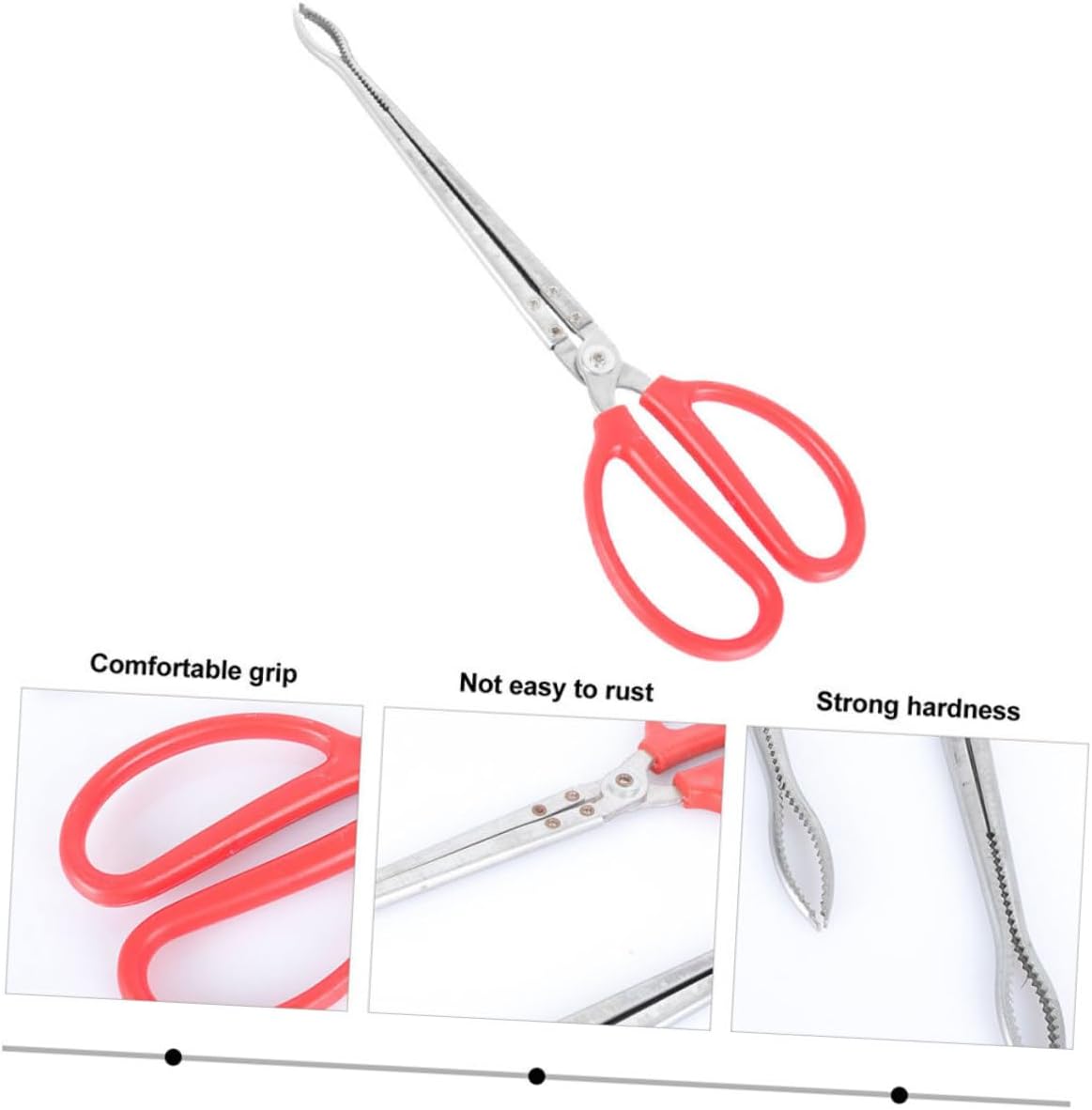 2pcs Stainless Steel Snake Tongs with Ergonomic Grip Heavy Duty Snake Catching Tools for Reptiles Aquarium Use and Grill Accessories Curved Straight