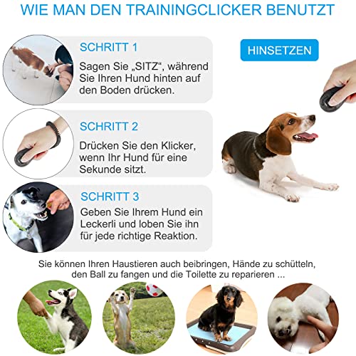 Diyife Hunde Clicker, Trainings-Clicker mit Elastischem Handschlaufe, Klicker mit Großem Knopf, Hundeerziehung und Hundetraining, für Hund, Katze, Pferd (2 Stück, Schwarz + Cyan)