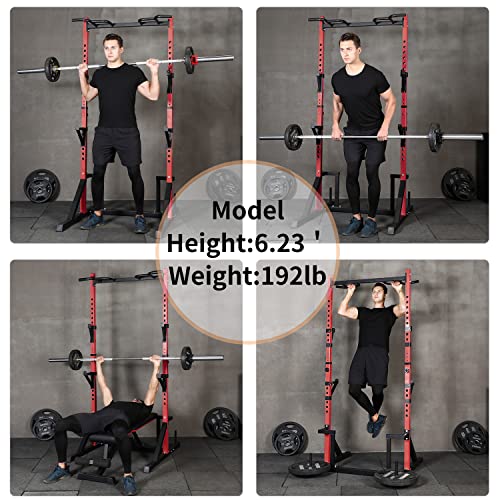 CANPA Multifunction Power Rack with Pull up Bar, Heavy Capacity and Adjustable Squat Stand Rack for Home Gym Equipment, Power Rack Cage
