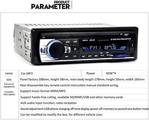 Product parameter table for LeftSuper JSD-520 Car MP3 Stereo