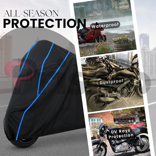 Image of Waterproof Bike Cover for TVS Sport | Heavy Duty Polyester | All-Weather, Dustproof, UV Protection | Triple Stitched Elastic Hem, Snug Fit Black