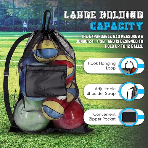Handy Laundry 5708 Mesh Ball Bag - Equipment Bag To Transport Soccer, Basketball, Football, Volleyball Sporting Gear. Adjustable Shoulder Strap thumb #2