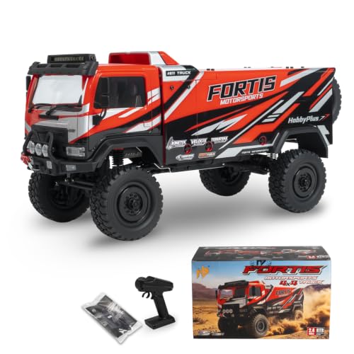 Image of HOBBYPLUS DKR-4 Fortis 1 /18 4WD RC Dakar Rally Truck RTR, Brushed Motor, 2-Speed Transmission, Portal Axles, Long-Travel Suspension, Functional Winch, Scale Off-Road Rally Truck (Red)