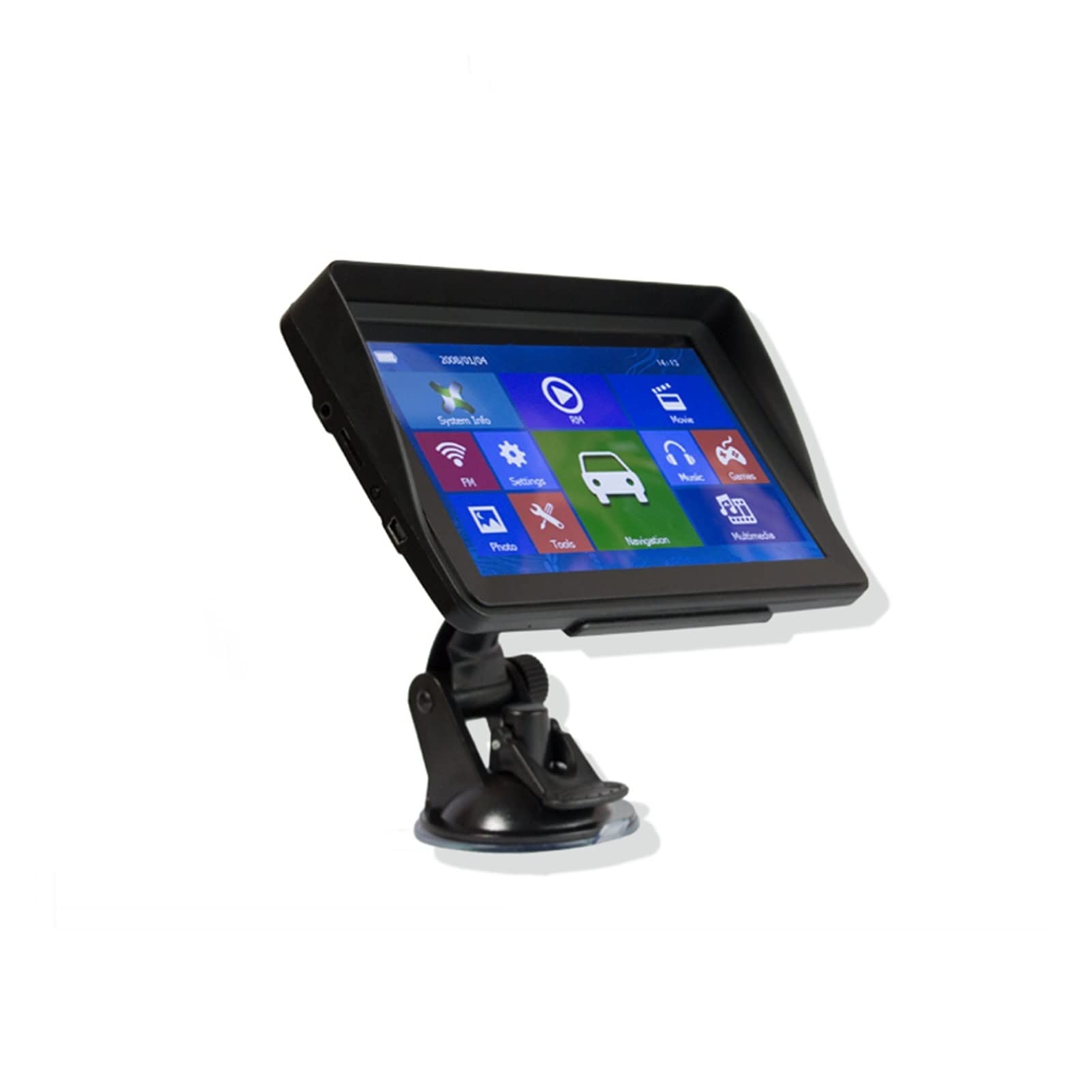 GPS pour Voiture, 7 "Haute DÉFINITION Auto GPS La Navigation 8G 256MB 800 * 480 Écran de résolution Bluetooth Avin Navite Europe Carte Camion Navigateur(256MBSunshade)