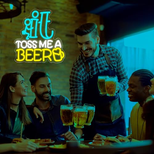 Image of Beer Neon Sign for Wall Decor Beer Neon Light for Man Cave Dimmable Bar LED Light Up Sign for Bar Pub Club Bedroom Party Christmas Birthday Gift Wall Art Size 13.3 * 14.1 In(WZCP061)