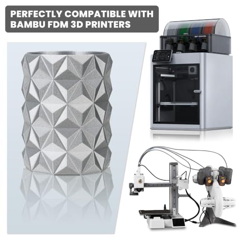 Image of TINMORRY Sparkly PETG Filament 1.75, Rapid PETG 3D Printer Filament, Compatible with Bambu FDM 3D Printer, 1 KG 1 Spool, Sparkly Silver